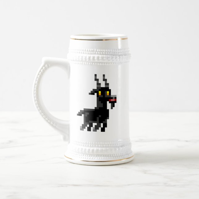 Pixelated Black Goat Stein (Left)