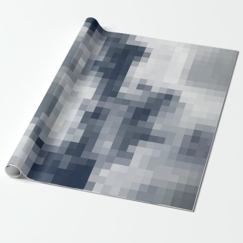 Pixelated Blue and White Cloud Wrapping Paper
