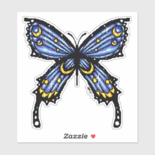 Pixelated blue butterfly  sticker
