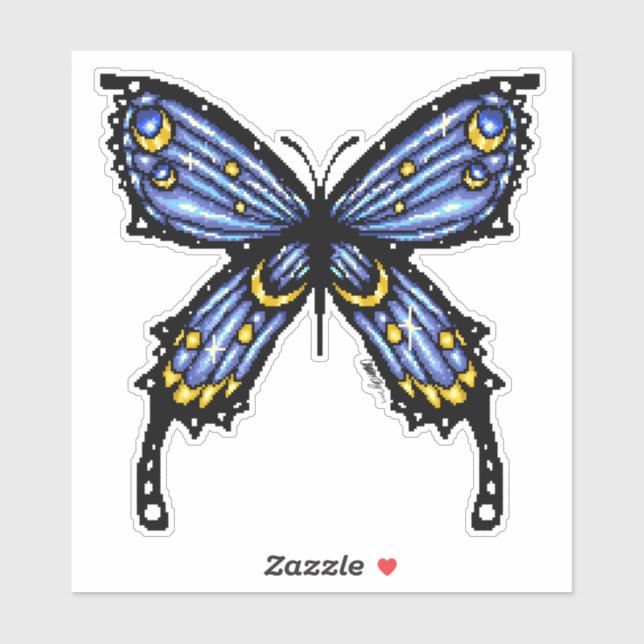 Pixelated blue butterfly  sticker (Sheet)