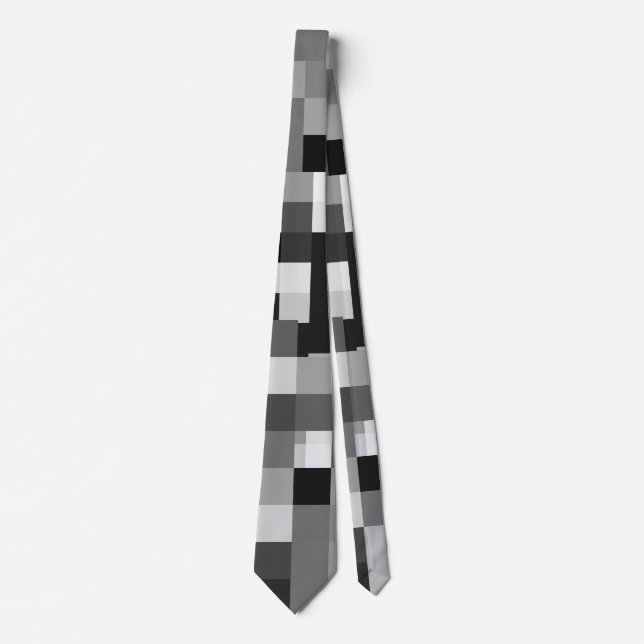 Pixelated blur Pattern.Grey BG Neck Tie (Front)