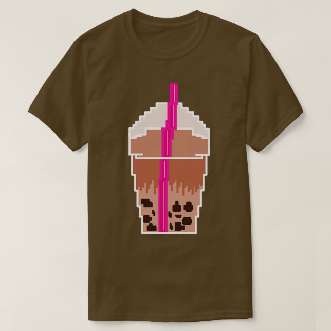 Pixelated Boba Milk Tea T-Shirt (Design Front)