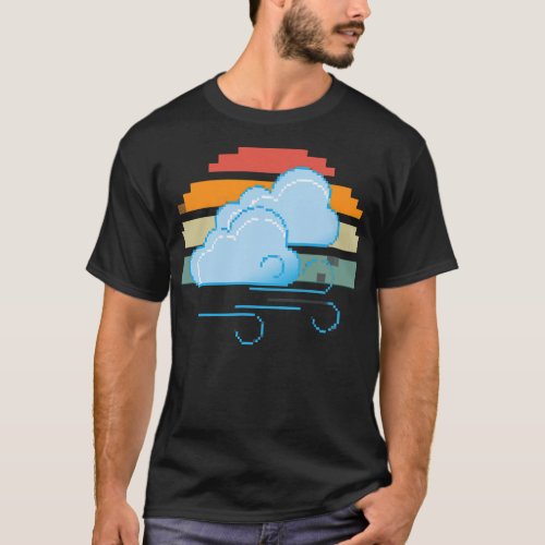 pixelated clouds and windy weather men women kids T_Shirt