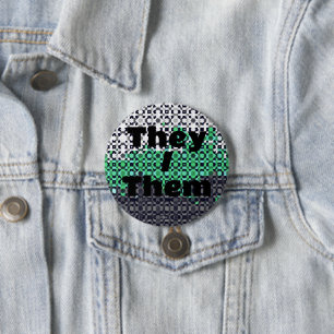 Pixelated Customizable Pronoun Neutrois Pride Flag Button