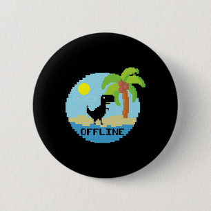 Pixelated Dinosaur Vacation Tech Enthusiasts Coder Button