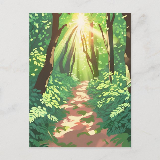 Pixelated Forest Paradise Postcard (Front)
