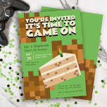 Pixelated Game On Kids Birthday  Invitation<br><div class="desc">This modern and cool boys birthday invitation design features a gaming design with pixelated features and a game controller on a green background. Can be personalized with the birthday kids name, age and other details necessary for your party. Set as an 12th birthday invite, but easy to edit. The perfect...</div>