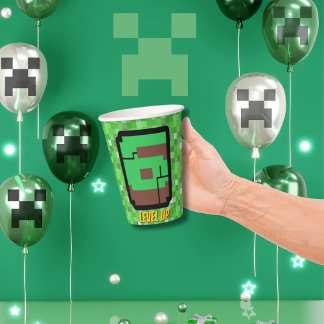 Pixelated Gamer Green Building Level Up 6 Paper Cups