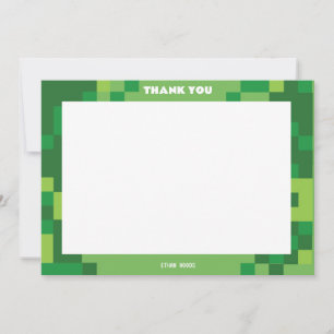 Pixelated Gamer Party Thank You Card