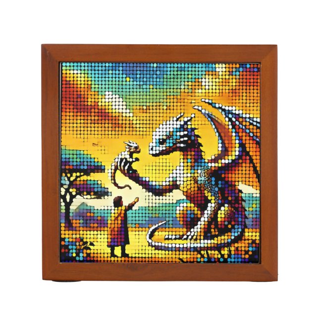 pixelated image of a dragon trainer desk organizer (Front)