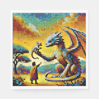 pixelated image of a dragon trainer napkins