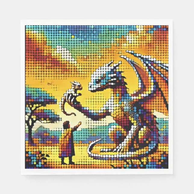 pixelated image of a dragon trainer napkins (Front)