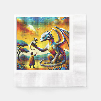 pixelated image of a dragon trainer napkins