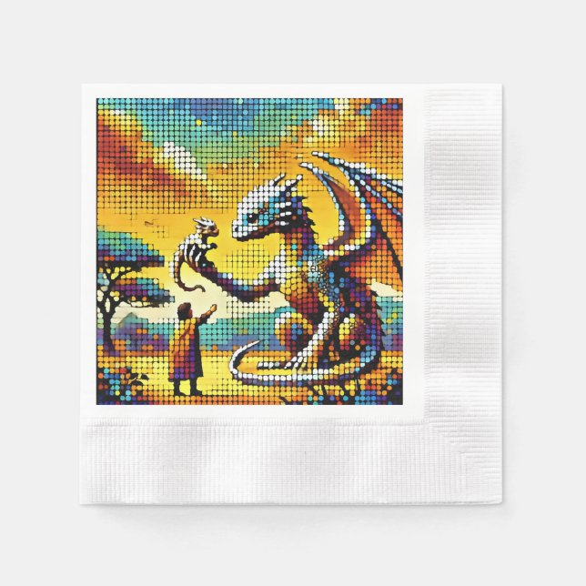 pixelated image of a dragon trainer napkins (Front)