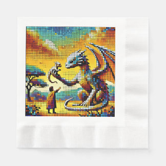 pixelated image of a dragon trainer napkins
