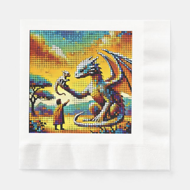 pixelated image of a dragon trainer napkins (Front)