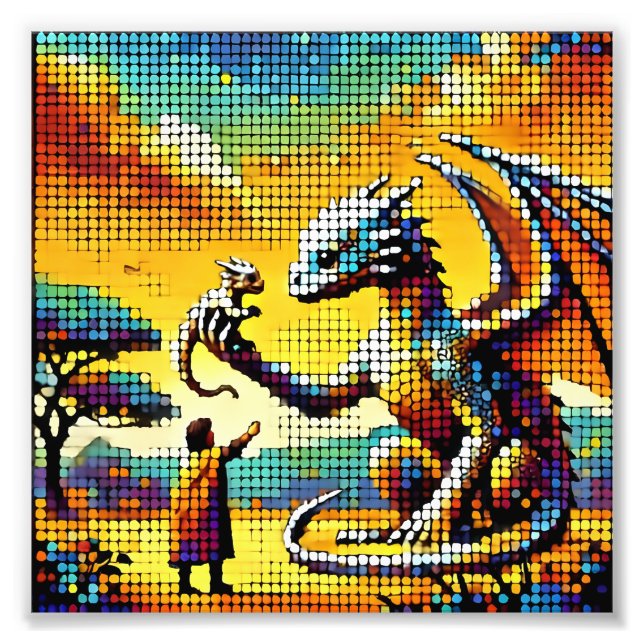 pixelated image of a dragon trainer photo print (Front)