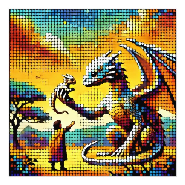 pixelated image of a dragon trainer photo print (Front)