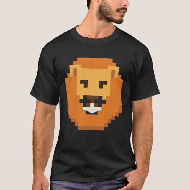 Pixelated Lion Head Illustration  King of The Jung T-Shirt (Front)