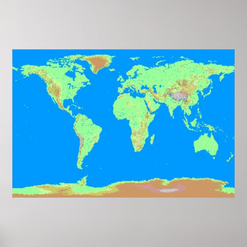 Pixelated Map of the World Poster