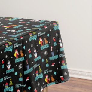 Pixelated Merry Christmas Pattern - Retro Design Tablecloth