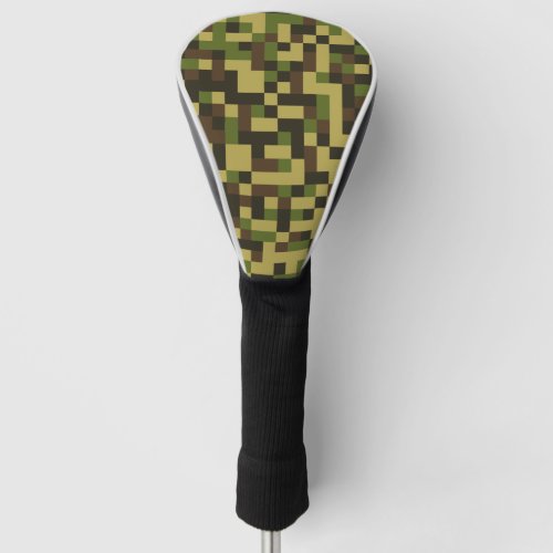 Pixelated military camouflage Driver Cover White Golf Head Cover