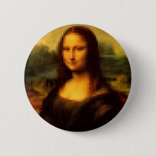 Pixelated Mona Lisa Pinback Button