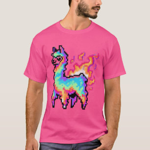 Pixelated Neon Llama T-Shirt