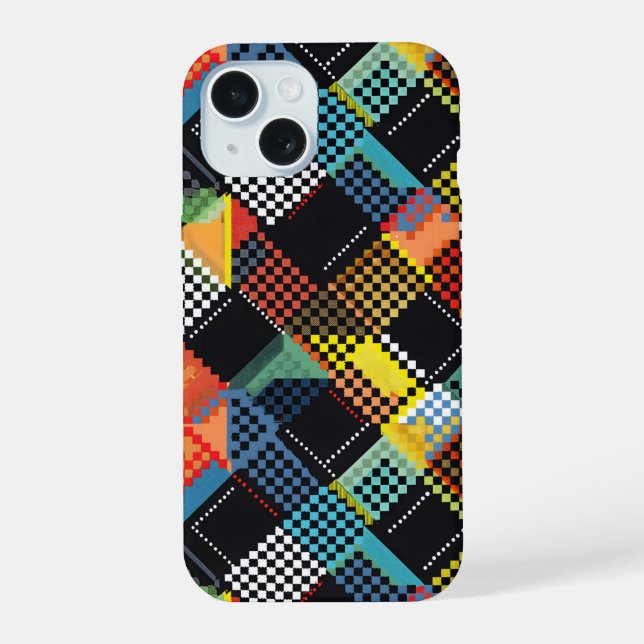 Pixelated Patchwork Iphone Case (Back)