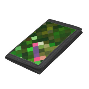 Pixelated Pattern - Green Trifold Wallet