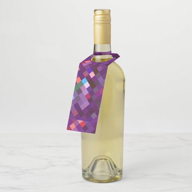Pixelated Pattern - Pink Bottle Hanger Tag (Angled)