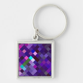 Pixelated Pattern - Purple Keychain