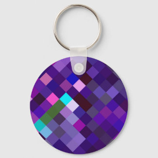 Pixelated Pattern - Purple Keychain