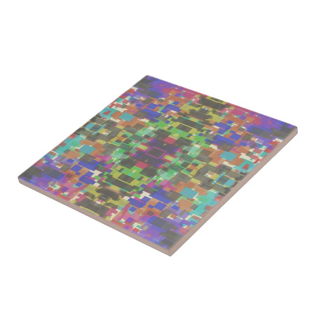 Pixelated Patterned Beyond Colors Of The Rainbow Ceramic Tile (Side)