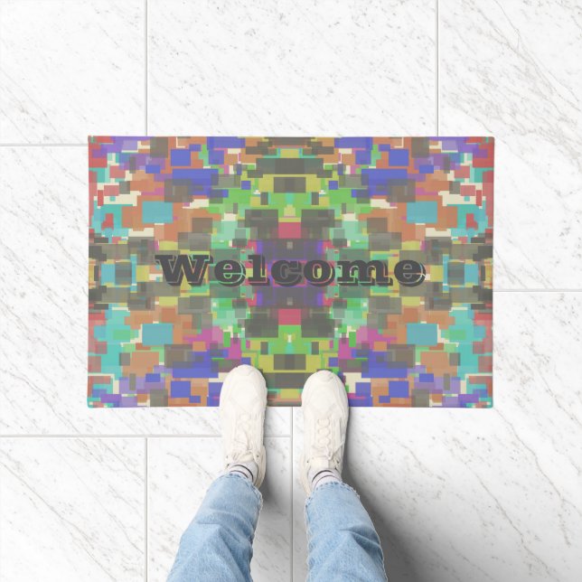 Pixelated Patterned Beyond Colors Of The Rainbow  Doormat (Indoor)