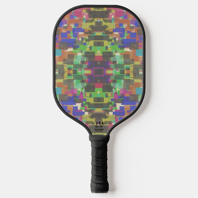 Pixelated Patterned Beyond Colors Of The Rainbow Pickleball Paddle (Front)
