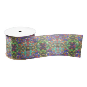 Pixelated Patterned Beyond Colors Of The Rainbow Satin Ribbon