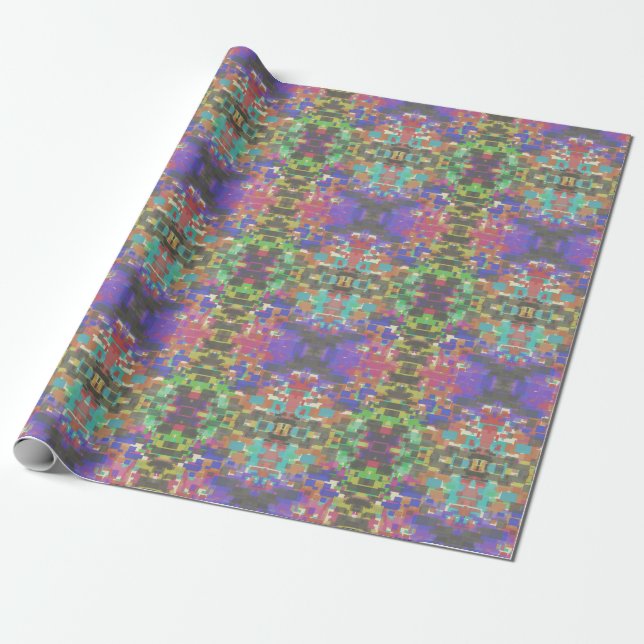 Pixelated Patterned Beyond Colors Of The Rainbow Wrapping Paper (Unrolled)