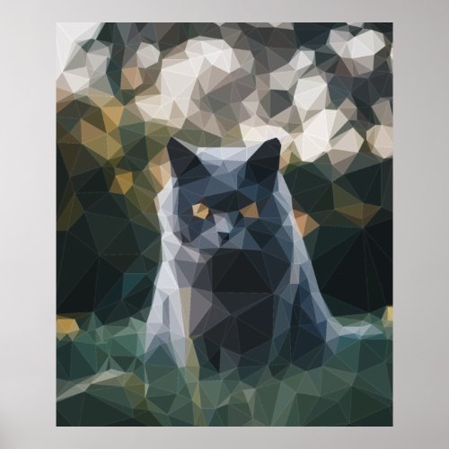 Pixelated Picture of Evil Black Cat Poster