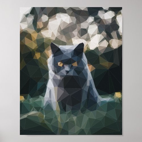 Pixelated Picture of Evil Black Cat Poster
