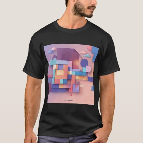 Pixelated Playground Colorful Blocks on a Pink Ba T_Shirt