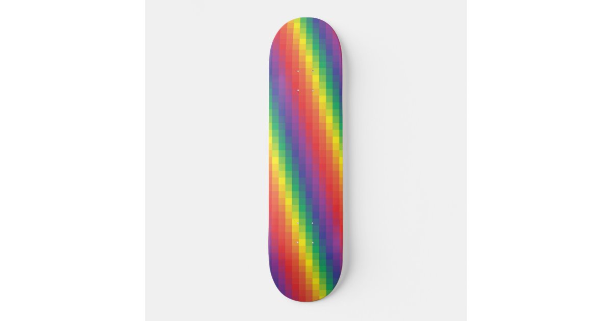 Pixelated Rainbow - Skateboard | Zazzle