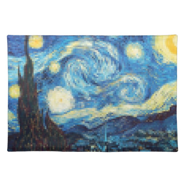 Pixelated Starry Night by Van Gogh Placemat (Front)