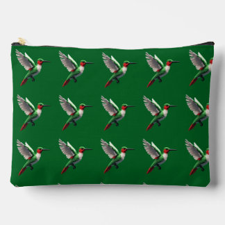 Pixeled Green Hummingbird Accessory Pouch