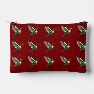 Pixeled Green Hummingbird Accessory Pouch