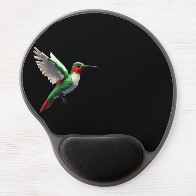 Pixeled Green Hummingbird Gel Mouse Pad (Front)