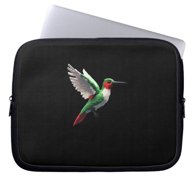 Pixeled Green Hummingbird Laptop Sleeve (Front)