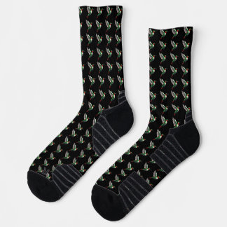 Pixeled Green Hummingbird  Socks