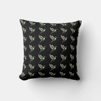 Pixeled Green Hummingbird  Throw Pillow