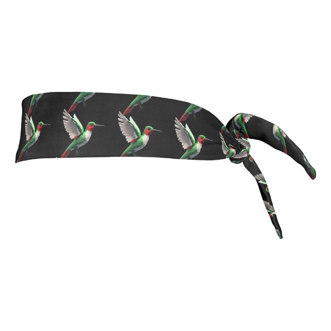 Pixeled Green Hummingbird  Tie Headband (Rotate 90)